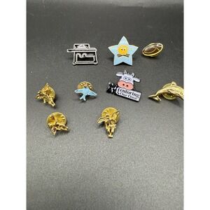 Vintage Pin Lot 9 Angel, Dolphin, Ohio, Bird, Traeger